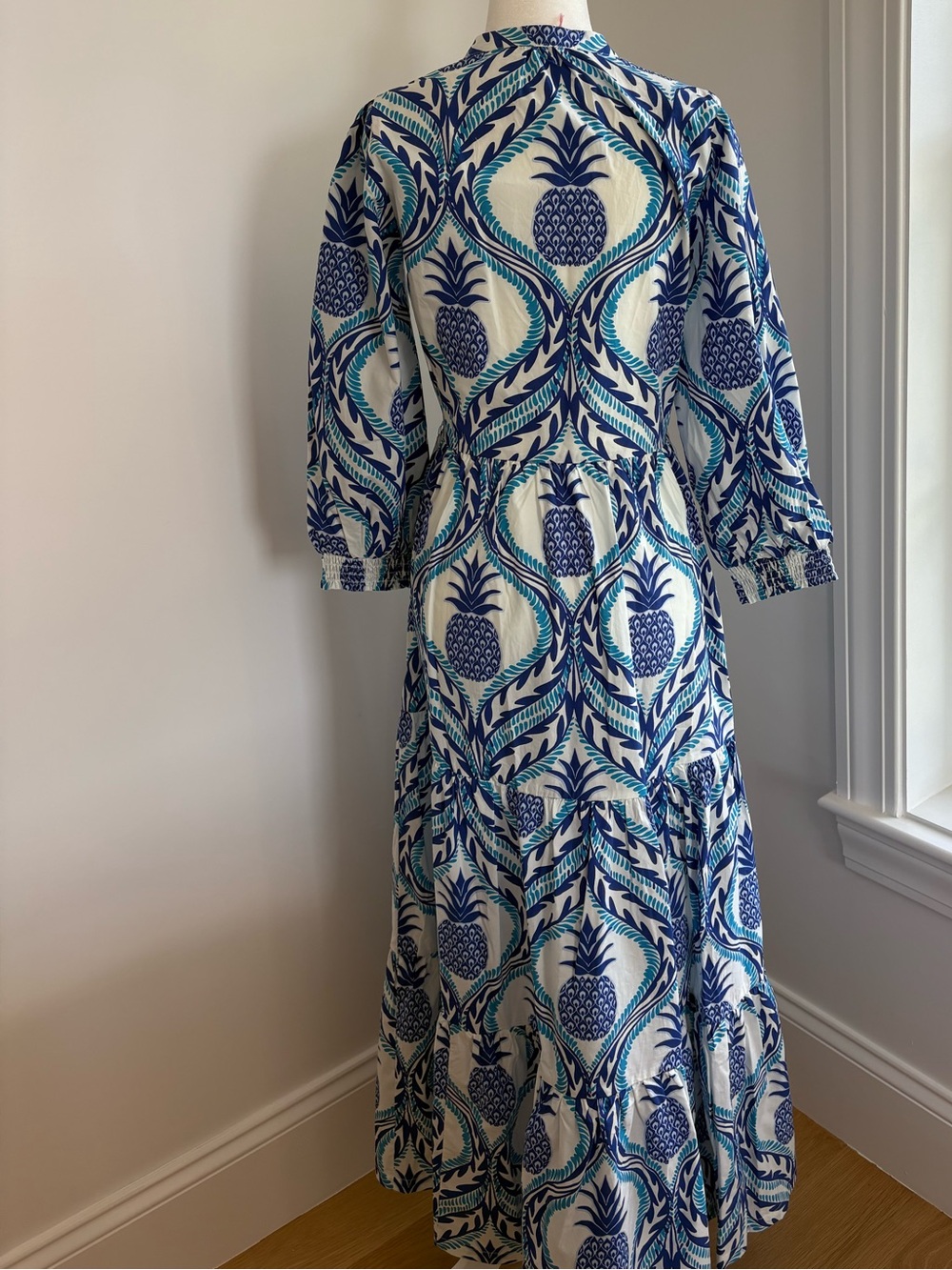 Boden Ava Cotton Midi Dress - blue print - Picture 3 of 5